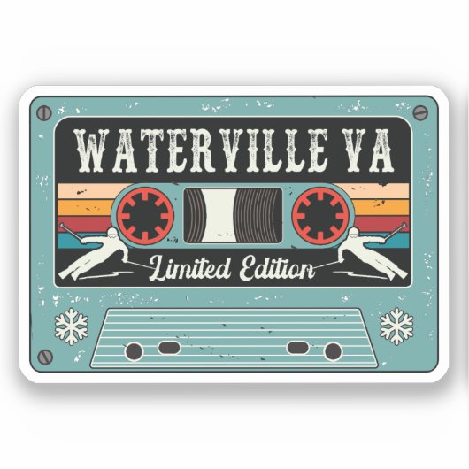 Retro Waterville Valley Ski Sticker (Voorkant)