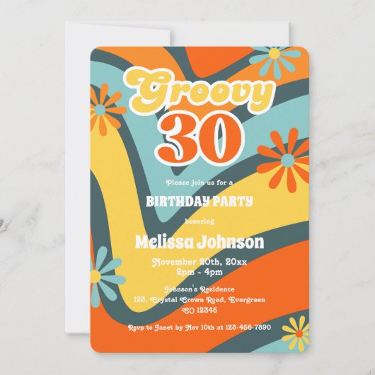 Retro Wave Daisies Groovy 30e groene verjaardag Kaart (Voorkant)