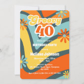 Retro Wave Daisies Groovy 40e groene verjaardag Kaart (Voorkant)