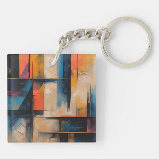 Retro Wave Design 01 Acryl Sleutelhanger (Achterkant)