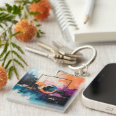 Retro Wave Design 04 - Sleutelhanger (Voorkant Rechts)