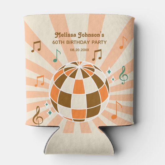 Retro Wave Disco Ball Musical Sinaasappel Verjaard Blikjeskoeler (Achterkant)