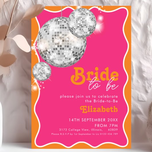 Retro Wave Disco Bruidsfeest Uitnodiging