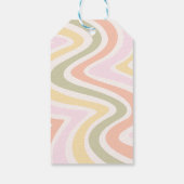 Retro Wave Groovy Bloem Groen Verjaardag Dank u Cadeaulabel (Achterkant)