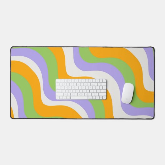 Retro Wave Groovy Curl Layer Abstract Y2K-patroon Bureaumat (Keyboard & Muis)