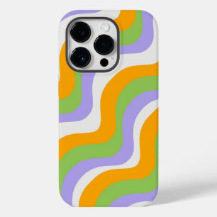 Retro Wave Groovy Curl Layer Abstract Y2K-patroon Case-Mate iPhone 14 Pro Hoesje