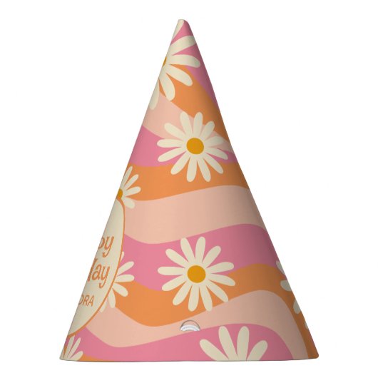 Retro Wave Groovy Daisy Kleurrijke Party Pet Feesthoedjes (Rechts)