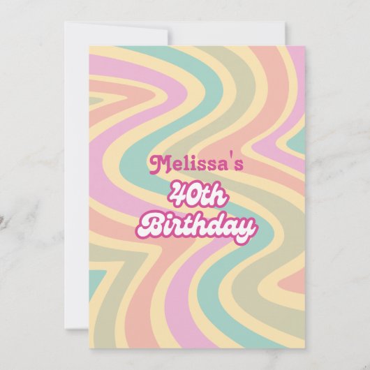 Retro Wave Groovy Flower Paarse 40e verjaardag Kaart (Achterkant)