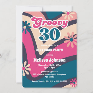 Retro Wave Madeliefjes Groovy 30e Bubblegum Verjaa Kaart