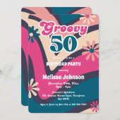 Retro Wave Madeliefjes Groovy 50e Bubblegum Verjaa Kaart (Voorkant / Achterkant)