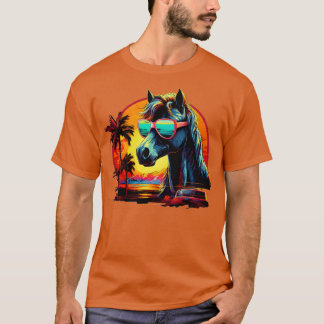 Retro Wave Mustang Paard T-shirt