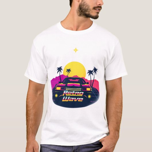 "Retro Wave" Neon Drive T-shirt (Voorkant)