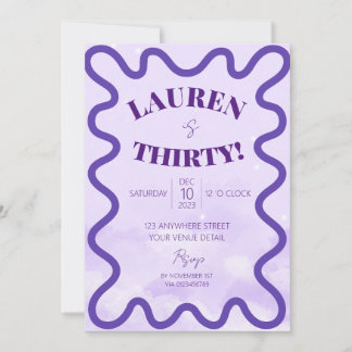 Retro Wave rand 30e verjaardag feestuitnodiging Kaart