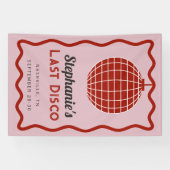 Retro Wave Roze en Rood Laatste Disco Bachelorette Spandoek (Horizontaal)