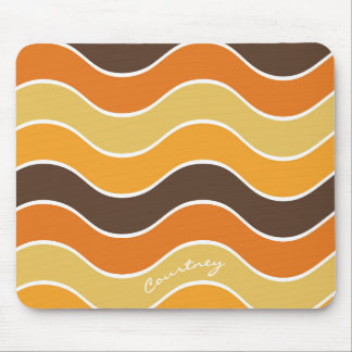 Retro Wave Streep Bruine Mosterd Gepersonaliseerd Muismat