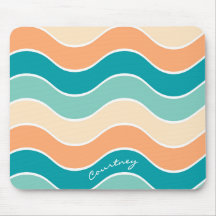Retro Wave Streep Teal Oranje Crème Gepersonalisee