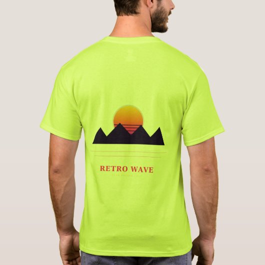 Retro Wave Synthwave Zonsondergang T-Shirt (Achterkant)