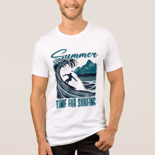 Retro Wave Tekstontwerp voor Surfers Tri-Blend Shirt