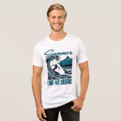 Retro Wave Tekstontwerp voor Surfers Tri-Blend Shirt (Voorkant volledig)