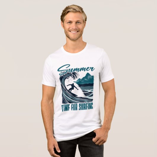 Retro Wave Tekstontwerp voor Surfers Tri-Blend Shirt (Voorkant volledig)
