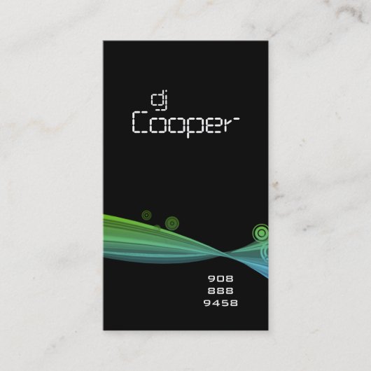 Retro Wave Visitekaartje Blue Green Black (Voorkant)