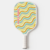 Retro Waves 80s Vertical Name in Red Pickleball Paddle (Achterkant)