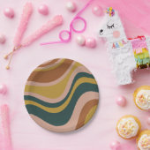 Retro Waves Boho Abstract Patroon Papieren Bordje (Feest)