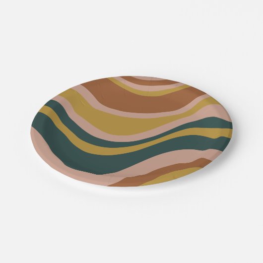 Retro Waves Boho Abstract Patroon Papieren Bordje (Gekanteld)