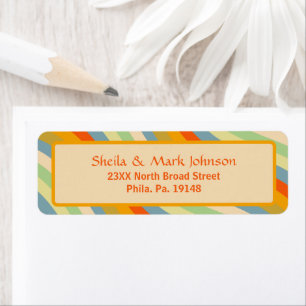  Retro Waves Gestreepte Familie Adres Ontwerp Etiket