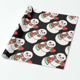 Retro Waving Snowman Wrapping Paper Cadeaupapier