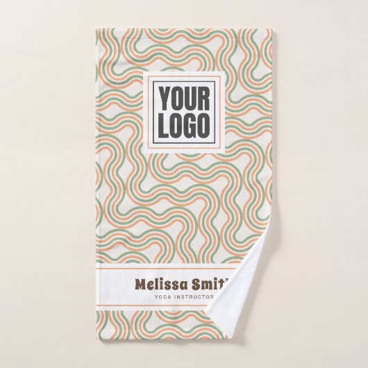 Retro Wavy Abstract Pattern Custom Hand Towel Handdoek (Handdoek)