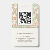 Retro Wavy Abstract Pattern Photo ID Badge (Achterkant)