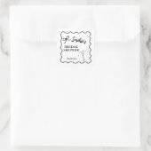 Retro Wavy Bruidsdouche Sticker – Martini Glas (Tas)