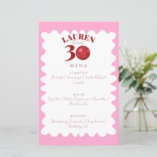 Retro Wavy Disco 30e anniversaire menu fête (Debout devant)