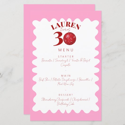 Retro Wavy Disco 30e anniversaire menu fête (Devant / Derrière)