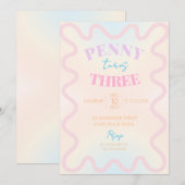 Retro Wavy Girls Birthday Party Invitation (Devant / Derrière)