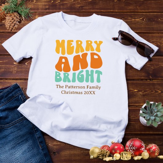 Retro Wavy Merry en Bright Mannen T-shirt