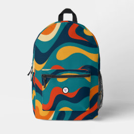 Retro Wavy Pattern Modern Abstract  Bedrukte Rugzak
