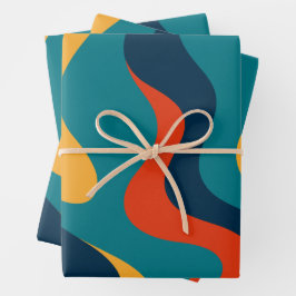 Retro Wavy Pattern Modern Abstract  Inpakpapier Vel