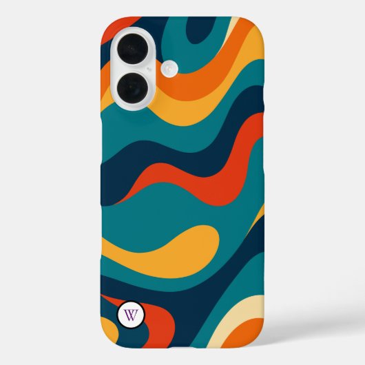 Retro Wavy Pattern Modern Abstract iPhone Case (Achterkant)