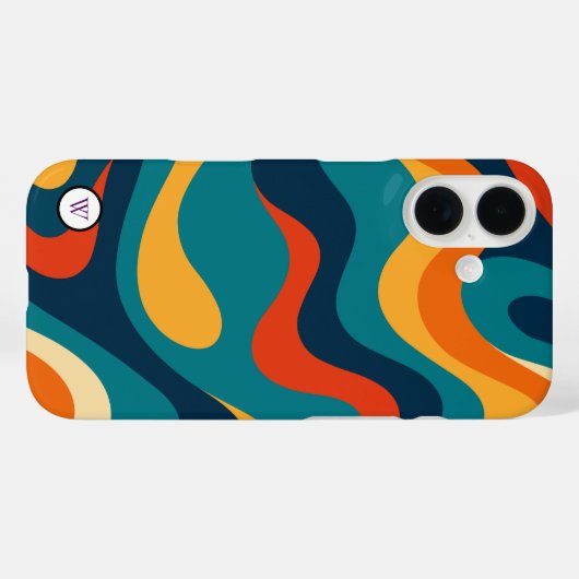 Retro Wavy Pattern Modern Abstract iPhone Case (Achterkant (horizontaal))