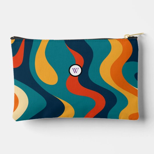 Retro Wavy Pattern Modern Abstract Make Up Bag Etui (Achterkant)