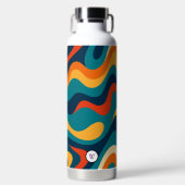 Retro Wavy Pattern Modern Abstract  Waterfles (Voorkant)