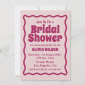 Retro Wavy Roze Wave Curve Modern Vrijgezellenfees Kaart (Voorkant)