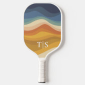 Retro Wavy Sunset Monogram Initials Pickleball Paddle (Achterkant)