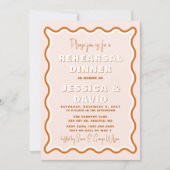 Retro Wavy Terracotta Photo Rehearsal Dinner Kaart (Voorkant)
