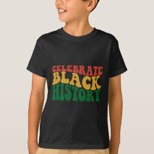 Retro Wavy Vier Zwarte Geschiedenis Bhm Afrikaanse T-shirt