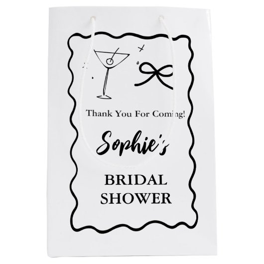 Retro Wavy Vrijgezellenfeest Geschenktas – Martini Medium Cadeauzakje (Voorkant)