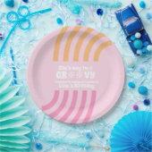 Retro Way Two Groovy Daisy Flower Birthday roze Papieren Bordje (Feest)