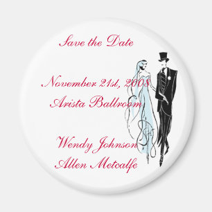 Retro Wedding, sparen de Datum Magneet